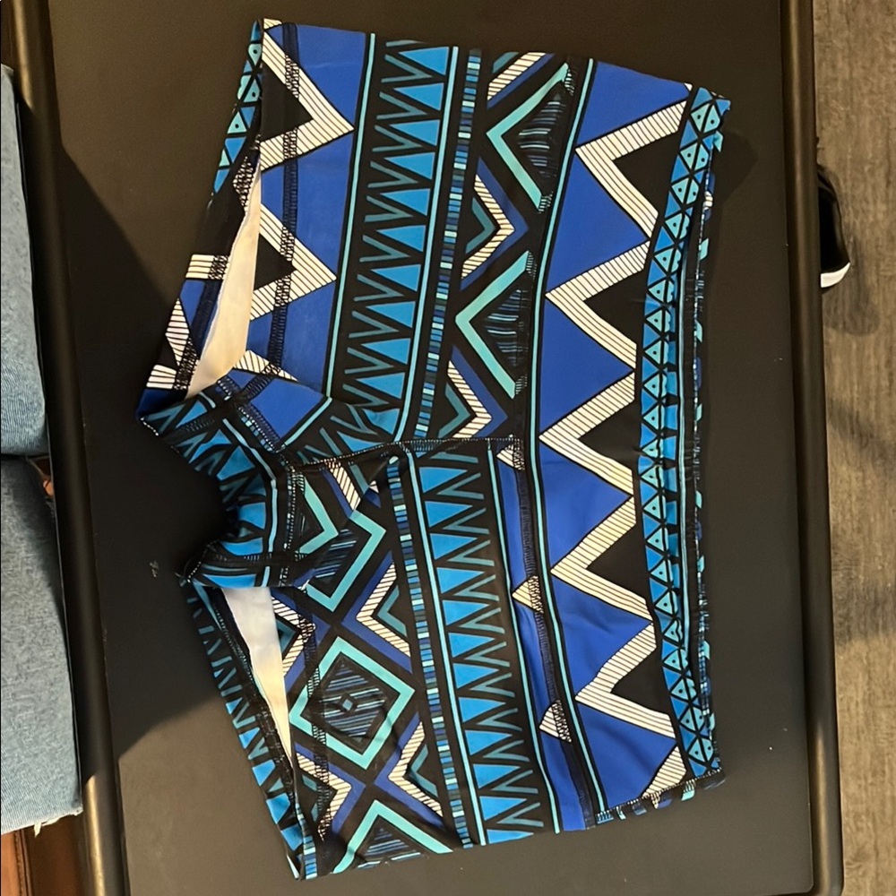 Geometric Blue and Black Patterned Shorts